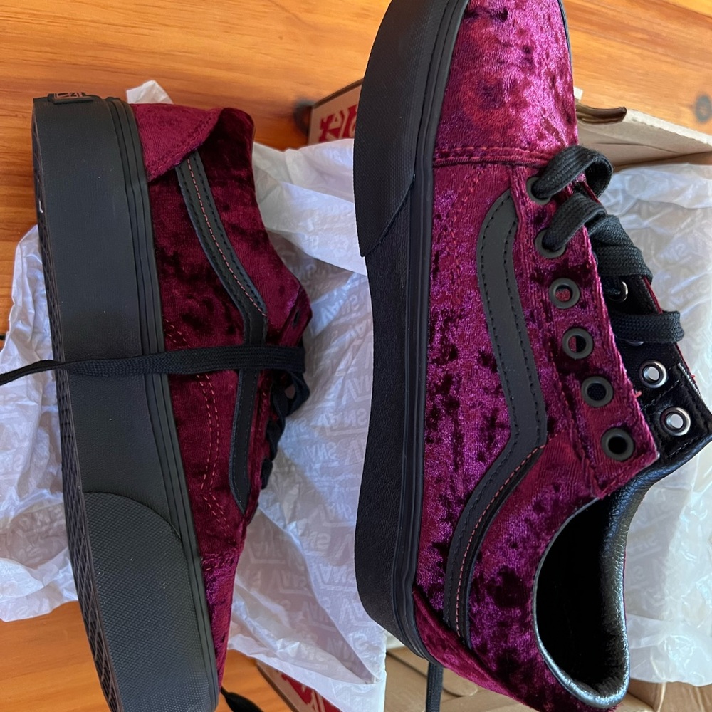 Crushed Velvet Vans Old Skool Platform Sneakers Limited Edition Brand New - Picture 2 of 6
